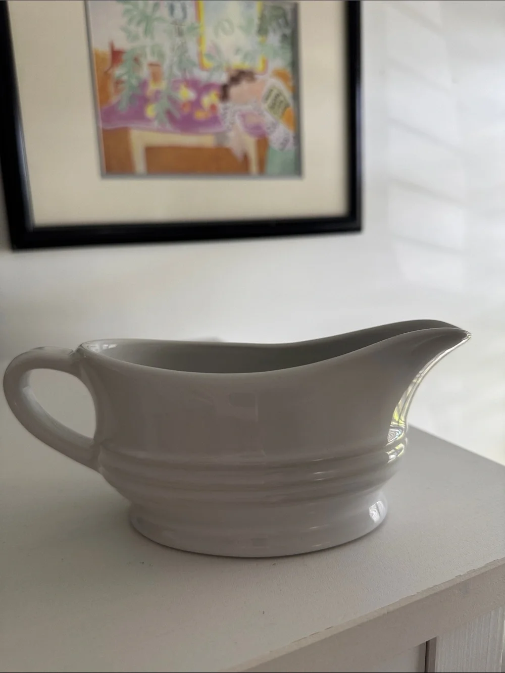 Le Creuset Cream Ceramic Gravy Boat with Handle
